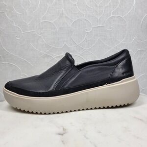 Vionic Kearny Platform Sneakers Womens Size 8.5 Black Leather Slip On Casual